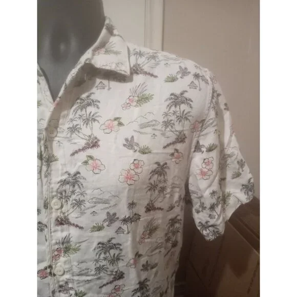 Tommy Bahama Mens Medium M Linen Cotton Short Sleeve Button Up Hawaiian Shirt - Picture 5 of 13